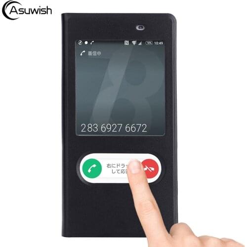 Asuwish Flip Cover Leather Case For Sony Xperia Z5 Z 5 SonyZ5 XperiaZ5 Experia Xpera Xpeia E6683 E6603 E6633 Phone Case Slim