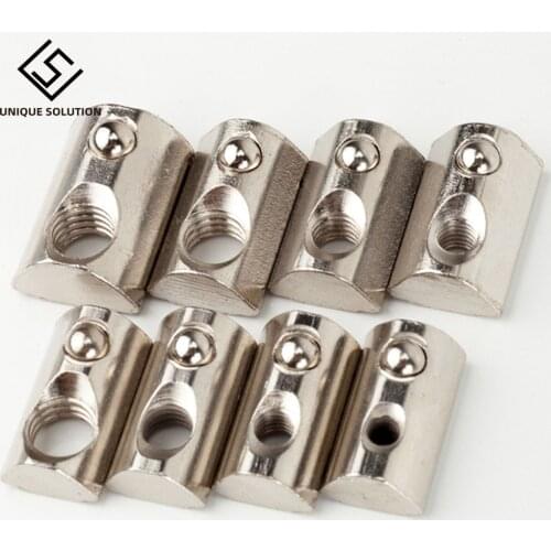 M3 M4 M5 M6 M8 Roll in Spring T-nut with Ball for Aluminum Extrusion with Profile 20/30/40/45 Series Aluminum Profile