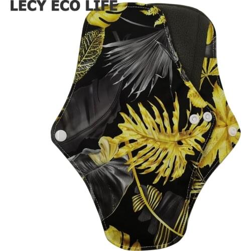 LECY ECO LIFE Eco Friendly Reusable cloth pad, regular sized leak proof bamboo charcoal lady pads for normal flow and heavy flow