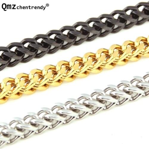 Fashion Gold Chain Necklace For Men Hip hop Jewelry Wholesale Stainless Steel Steampunk Style Wheat Chain Statement Necklace