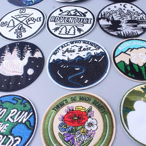 Pulaqi Nature Forest Patches Iron On Embroidered Patches On Clothes Applique DIY Outdoor Camping Sticker Badges On Clothes Decor