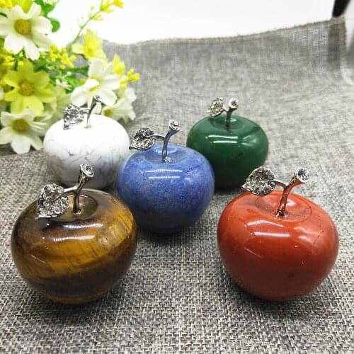4CM Natural tiger eye crystal apple gemstone quartz Paperweight Healing