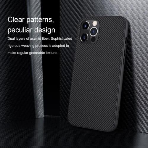 Nillkin For Apple iPhone 12 Pro Max Case Synthetic Fiber Carbon PC Back Cover Ultrathin Slim Phone Case business fit