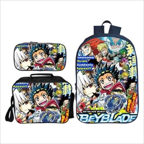 New Arrival 3Pcs/Set Anime BEYBLADE BURST Backpack School Bag for Teenagers Boy Bookbag Travel Rucksack Mochilas