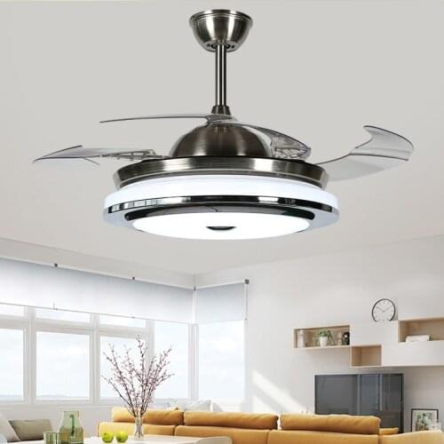 European style modern high quality invisible ceiling fan lamp acrylic led ceiling fan 110V / 220V wireless control ceiling fan l
