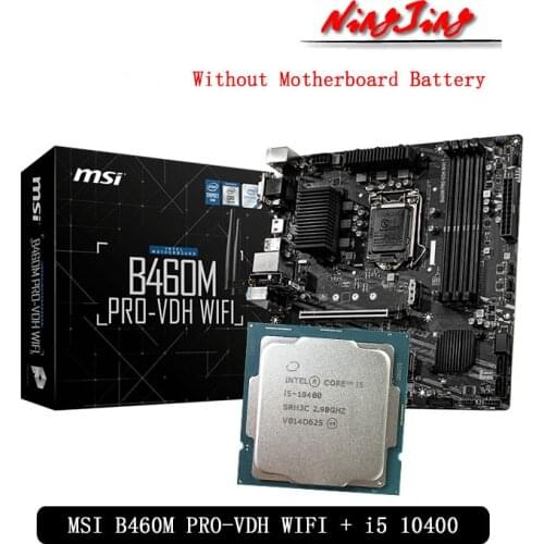 Intel Core i5 10400 CPU + MSI B460M PRO VDH WIFI Motherboard Suit With integrated graphics card LGA 1200 New but without cooler
