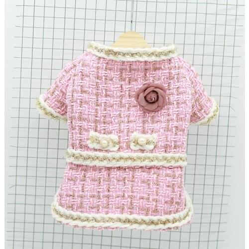 Luxury Dog Clothes Pet Dress For Lady Pearl Flower Decor Tutu Dress For Princess Soft Fur Puppy Cat Coat Skirt