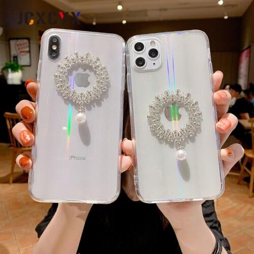Luxury 3D Bling Laser Aurora Metal Pearl soft Phone Case For iPhone 11 Pro MAX XR XS Max 6 6S 7 8 Plus SE 2020 back cover