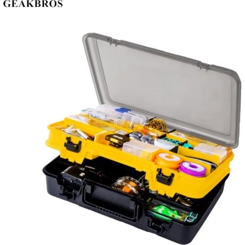 Fishing Lure Box Case Fishing Tackle Box Fishing Bait Hook Reel Wheel Line Storage Single/ Double Sided Tool Box Fish Gear Box