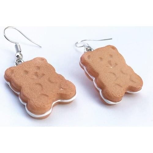 Super Lovely Butter Cream Biscuits Drop Earrings for Women Girls Funny Animal Peach Heart Shape Dangle Earrings Fashion Brincos