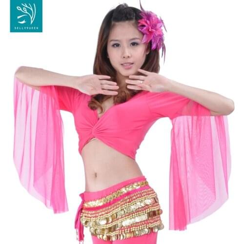 Dancers gauze bud silk jacket sleeve blouse belly dancing butterfly couture costumes suit to practice