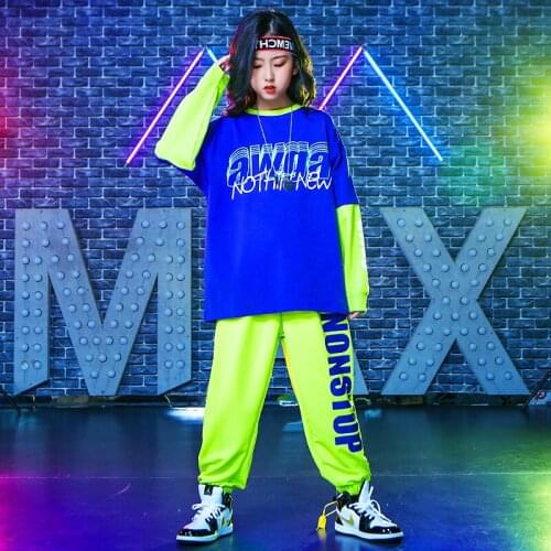 Kid Cool Hip Hop Clothing Oversized Sweatshirt Top Graphic Tee Loose Streetwear Jogger Pants for Girl Boy Dance Costumes Clothes