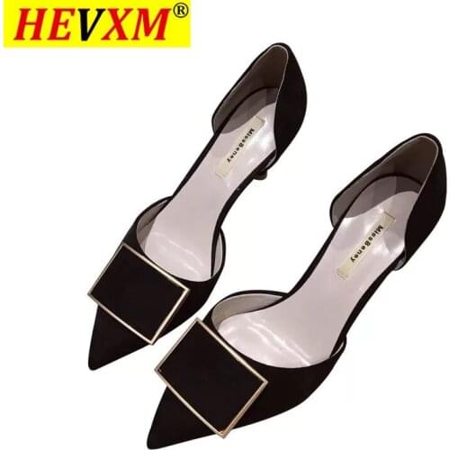Hot Womens Shoes Fashion Metal Square Buckle Pointed Stiletto Heels Womens Super High Beauty Heels Ladies Pumps Two-Piece