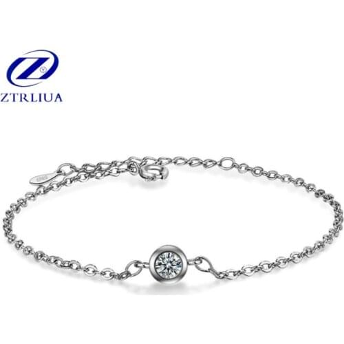 Creative Fashion Exquisite Shiny 925 Sterling Silver Jewelry Fresh Accessories Crystal Round Popular Bracelets SB78