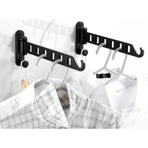 Clothes Hanger Space Aluminum Saving Organization Folding Invisible Drying Racks Wall Mounted Balcony Indoor Bathroom