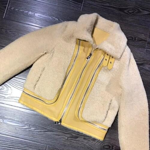 Fur shearling ladies merino women real lambskin jacket