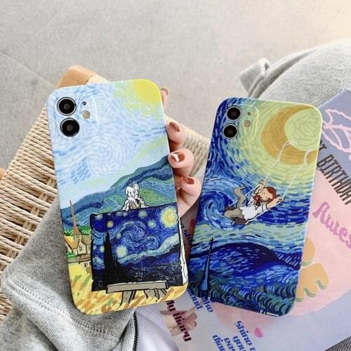 Starry Sky Oil Painting Phone Case for iPhone X 8 7 6S Plus Capa Soft TPU Back Cover for iPhone XS MAX XR 11 Pro Max Case Coque