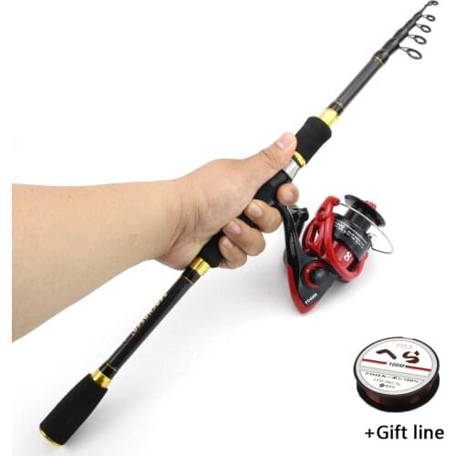 1.8m-2.7m beginner Rod Reel Combos Portable Telescopic Spinning lure rod and Reel Set fast Travel Rod Northern Pike fish pole