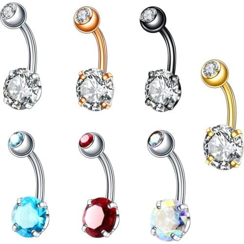 1PC Steel Ombligo Piercing 14G Crystal Nombril Navel Bar Piercing Gem Belly Button Piercing Dangle Earring Piercing Sexy Jewelry