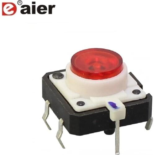 10PCS White/Red/Green/Blue LED Light 12X12X7.2MM Size Tact Switch Microswitch Tactile Push Button Switches Momentary