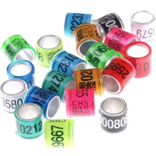 100-piece Aluminium Pigeon Leg Rings Numbered 8mm Reusable for 2020 Racing