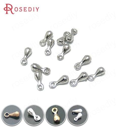 200PCS 7x2.3MM Imitation Rhodium Zinc Alloy Small Drops End Beads End Charms Diy Jewelry Findings Accessories Wholesale