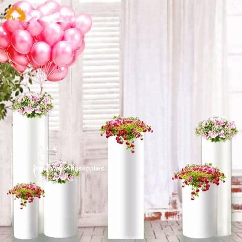 6pcs/set)wedding white pedestal stand plastic acrylic round plinth for wedding party decoration seny1884