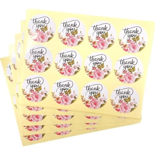 600pcs/lot Flower Adhesive Sticker Labels Paper Stickers "thank You" Decorative Package Sticker Seals Labels Wholesale