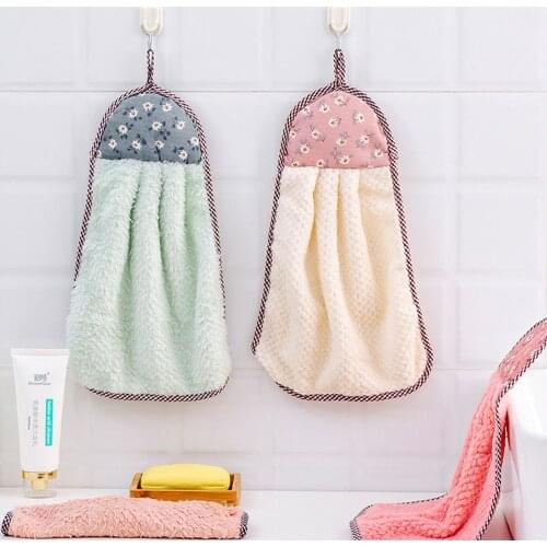 Nonstick Oil Coral Velvet Hanging Hand Towels Kitchen Dishclout Baby Hand towel baby bath towels Toddler Soft Plush