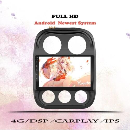 2 Din Android 10.0 Car Radio For Jeep Compass 1 MK 2009 2010-2015 Multimedia Video Player Navigation GPS Stereo DVD Head Unit