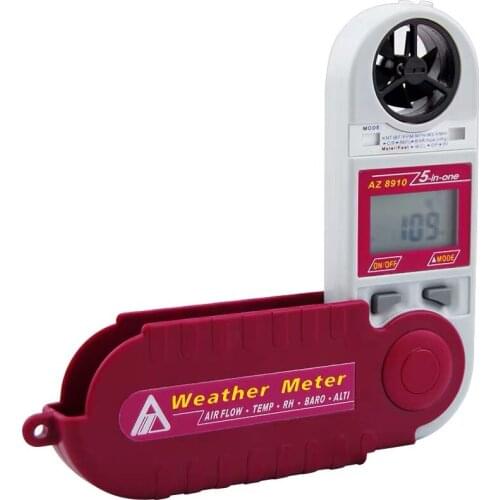 AZ8910 Anemometer Measures air Velocity/Temperature/Humidity/Barometric/altitude 5-in-1 Air Flow Wind Speed Meter