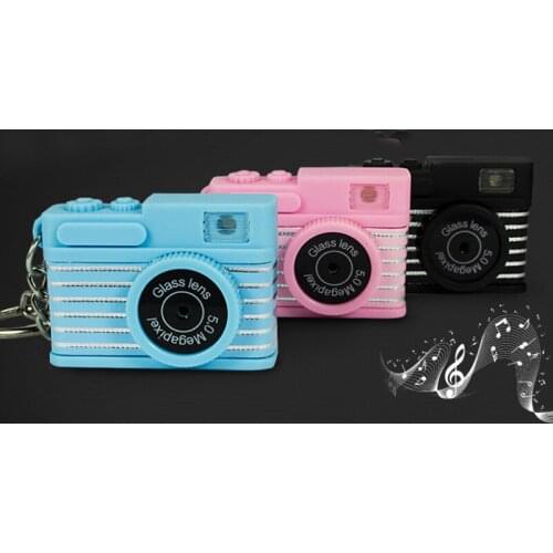 100pcs/lot Mini Toy Camera keychain Flashlight LED Camera Key chain Sound Camera Keyring Digital Camera Hangbag Torch Key Ring