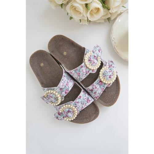 Brand Womens Slippers Outer Wear 2021 Womens Rhinestone Side Buckle Open Toe Bicyclic With Flat-Bottomed Sandals And Slippers