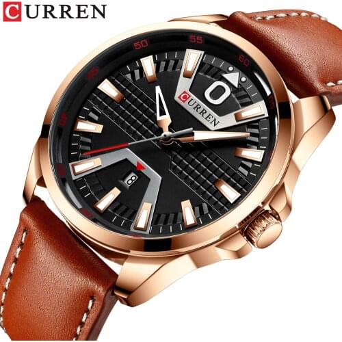 New Fashion Brand CURREN Quartz Watch Leather Strap Men‘s Business Wristwatch Auto Date Male Clock Relogio Masculino