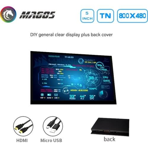 DIY PC Case Dynamic Display Screen,Host Temperature Control,Hardware Temperature Monitoring High Resolution,7-Inch Touch Screen