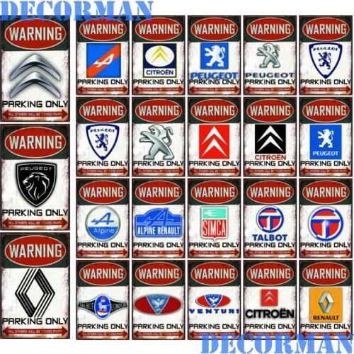 [ DecorMan ] Parking Only France Cars TIN SIGN Custom Wall Posters Plaque Painting PUB Room Bar Hotel Decor LTA-2029