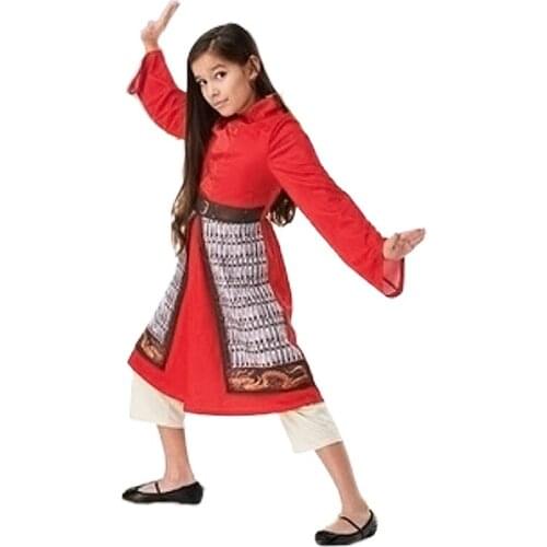 Child Mulan Red Hero Halloween Fancy-dress Party Costumes New Classic Live-action Movie Character Girls