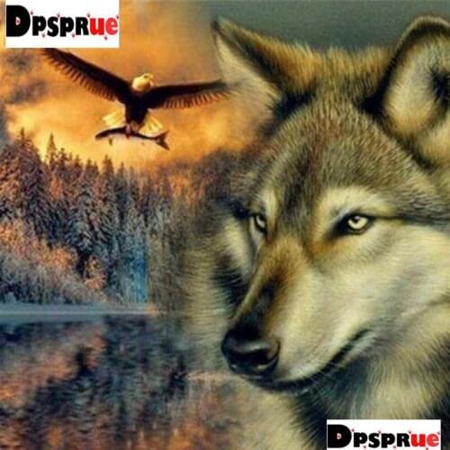 Dpsprue Full 5d Diy Diamond Painting Cross Stitch Animal Wolf Diamond Embroidery Kit Mosaic Home Wall Artworks Decor Gift 014