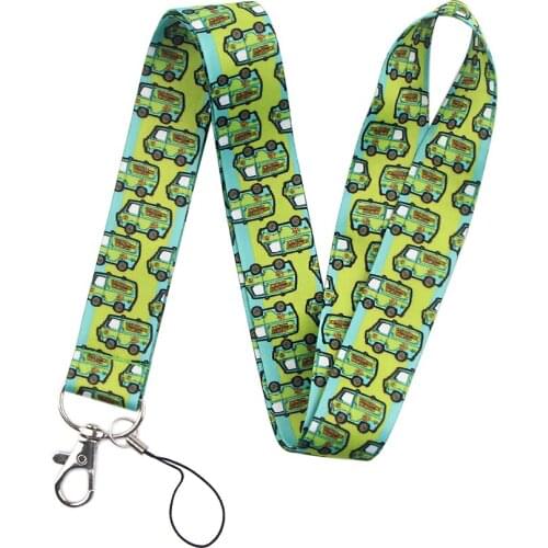 ER193 Green Bus Creative Cartoon Personality Lanyard Badge ID Lanyards Mobile Phone Rope Key Lanyard Neck Straps Accessories