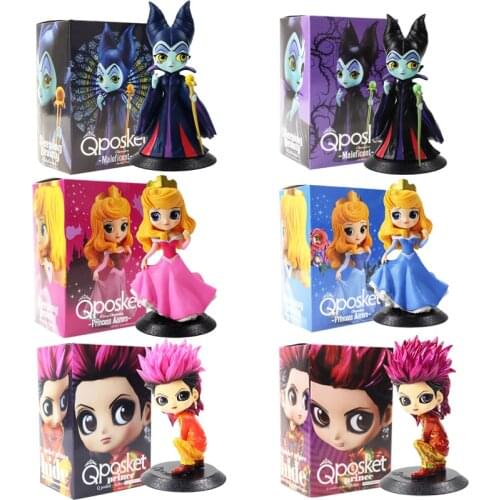 14cm Q Posket Figure Toys Maleficent Prince Hide Princess Aurora Sleeping Beauty Model Dolls