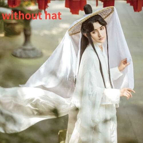 Traditional Chinese Style Hanfu Hats Bamboo Weave Headwear Fairy Veil Caps Japanese Samurai Ancient Party Stage Cosplay Hat Prop