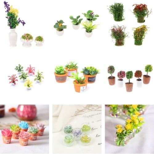 Simulation Potted Plants Dollhouse Miniature Green Potted For Home Decor For Plants Doll House Furniture Home Decoration