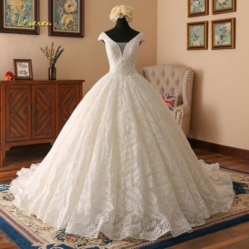 Vestido De Noiva V Neck Lace Ball Gown Wedding Dresses Cap Sleeve Embroidery Beaded Vintage Bridal Gowns China Online Shop