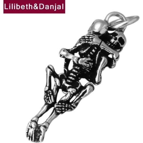 2019 Lucky Pendant 100% 925 Sterling silver Jewelry Men Women Creative Rock Punk Skull Necklace Pendant Charm Jewelry making P01