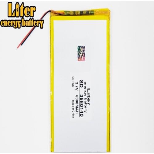 Liter energy battery Good Qulity 3.7V,6000mAH 3580140 Polymer lithium ion / Li-ion battery for tablet pc BANK,GPS,mp3,mp4