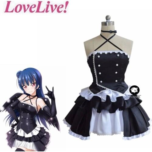 Love Live! Sunshine!! Aqours Yohane Tsushima Yoshiko Cosplay Costume Black Little Devil Costume Black Lolita Dress Custom