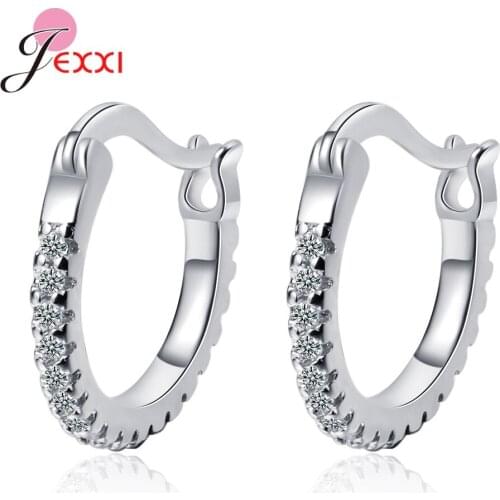 Top Sale 925 Sterling Silver Shiny Cubic Zirconia Hoop Huggies Earring For Women Luxury Huggies Hoop Earring Brincos