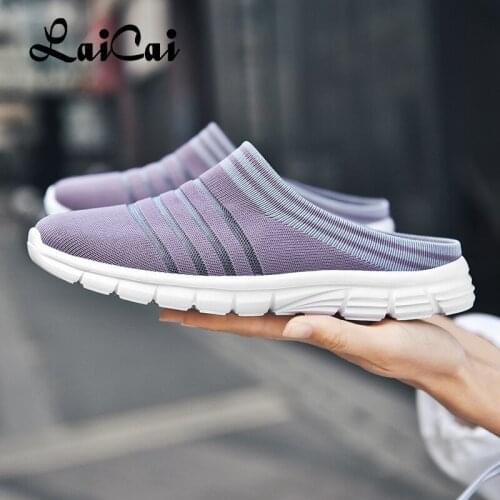 Mens Shoes Board Shoes Summer Breathable Light Casual Shoes Slip-on Lazy Canvas Shoes Closed Toe Couple Half Slippers Shoes