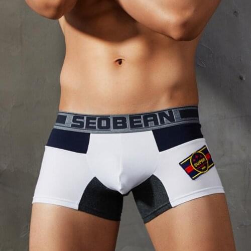 SEOBEAN Men Male Underwear Men boxers Plain Cotton Boxer Shorts Panties Brand Clothing Cueca Cuecas Boxer U Convex Pouch