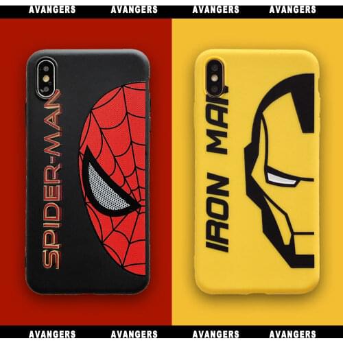 Marvel Phone Case for IPhone 7 / 8 / Plus X / XS / XR / XS Max / 11 / 12 /Pro Cute Cartoon Ironman Anti-fall Silicone Soft Case